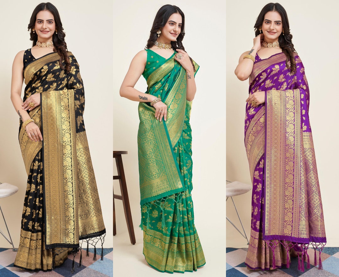 Yellow Blue Golden Work Zari Border KotaDoria Weaving Saree With Blouse