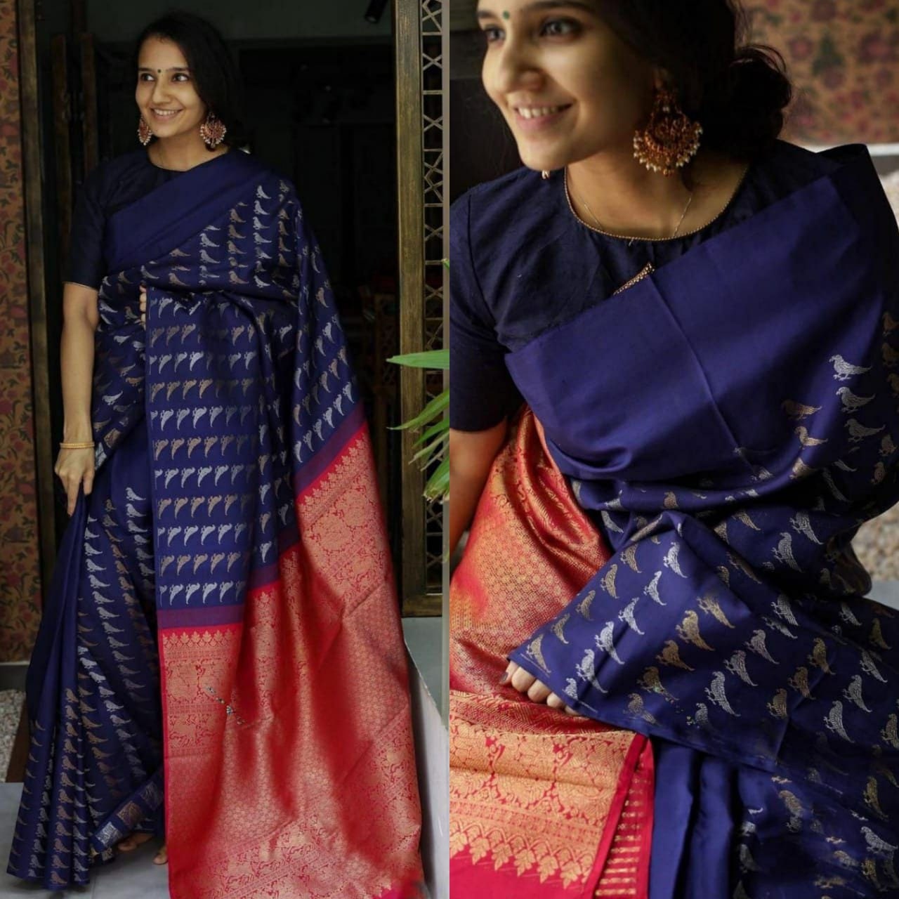Soft Traditional Kanchipuram/Kanjivaram Silk SareeBlue Color | Etsy