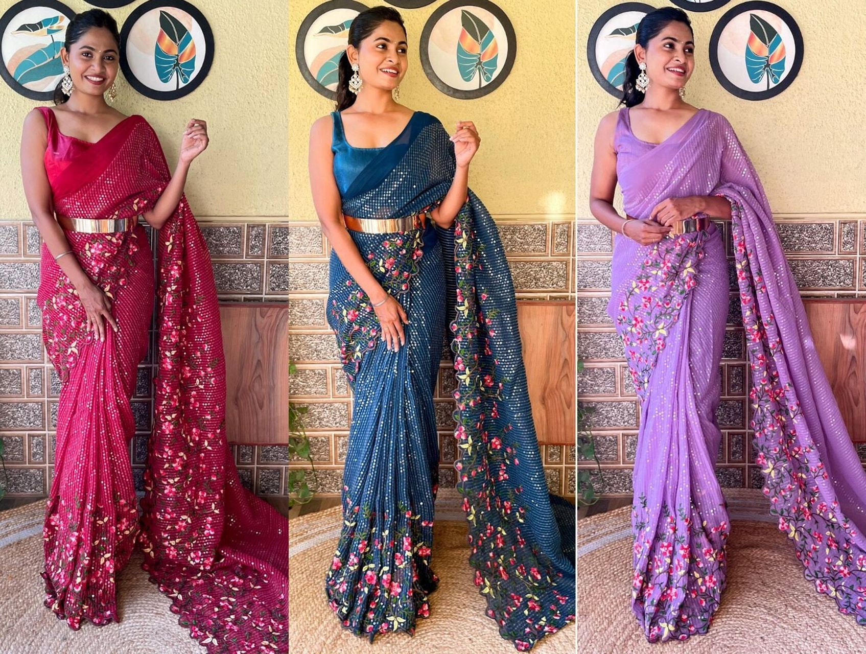Ready to Wear Wrap in A Minute Full Stitch Pleated Saree Paired
