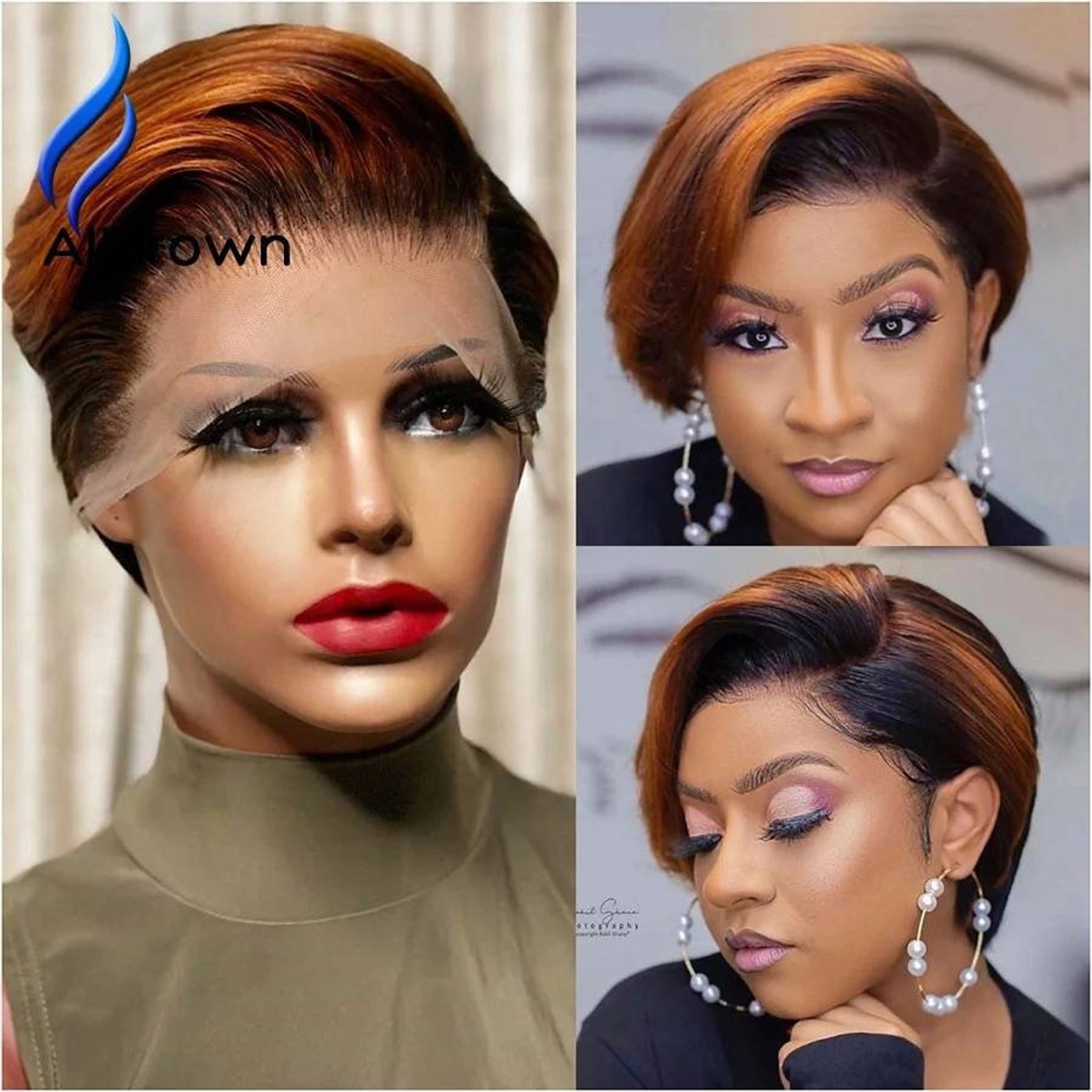 Alicrown Ombre Pixie Corte Wigs Short Lace Front Human Hair Etsy