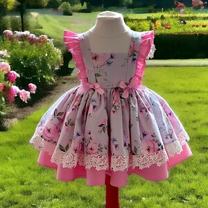 Tea party dress, Floral, puffy party dress for baby or toddler girl zdjęcie 1