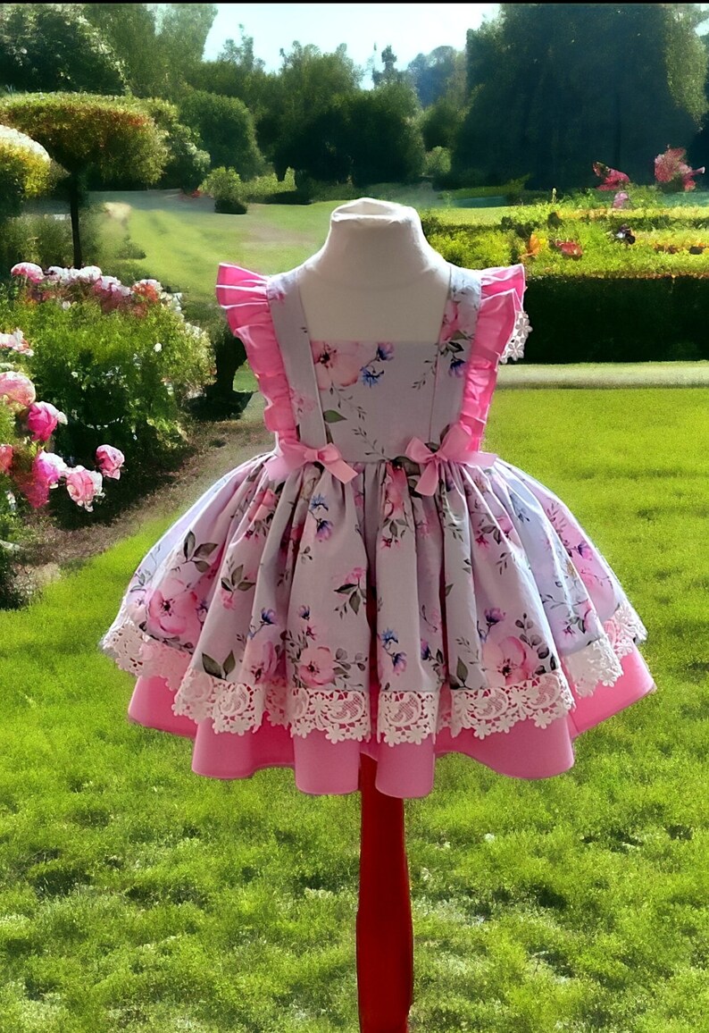 Tea party dress, Floral, puffy party dress for baby or toddler girl zdjęcie 1