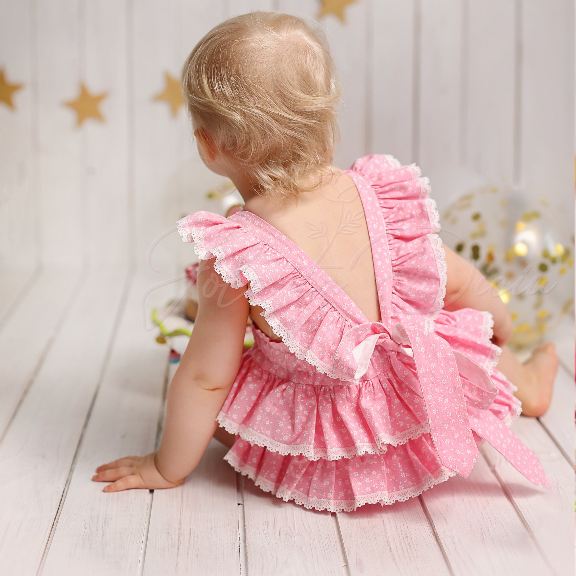 Baby Pink Romper for Girl First Birthday Outfit Pink Cake Etsy