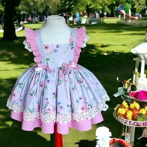 Tea party dress, Floral, puffy party dress for baby or toddler girl zdjęcie 5