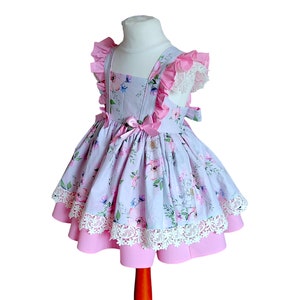 Tea party dress, Floral, puffy party dress for baby or toddler girl zdjęcie 9