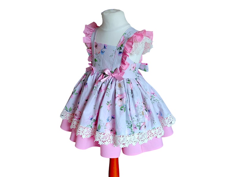 Tea party dress, Floral, puffy party dress for baby or toddler girl zdjęcie 9