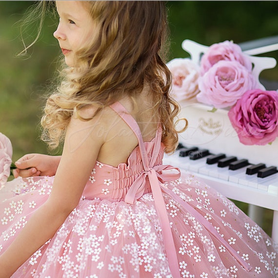 Blue Puffy Dress for Girl With Flowers Birthday Dress for Girl Princess Style Dress Slightly Sparkly Toddler Birthday or Photoshoot Dress Etsy UK