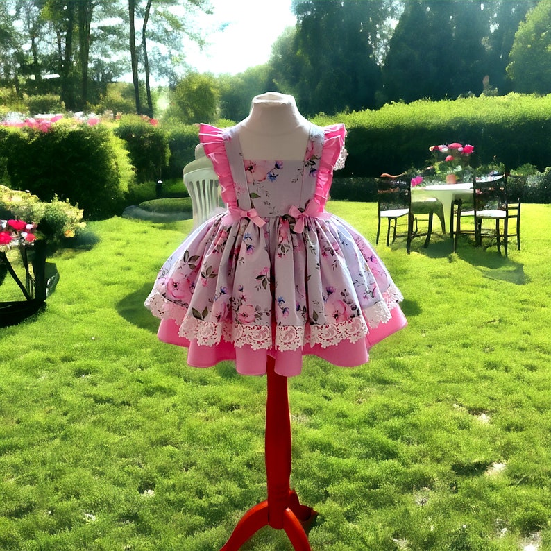 Tea party dress, Floral, puffy party dress for baby or toddler girl zdjęcie 4
