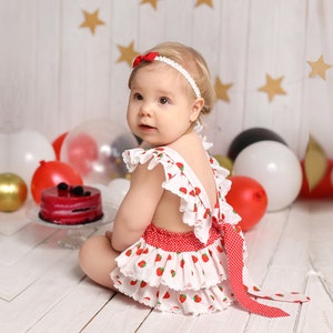 Strawberry Romper With Flutter Sleeves Etsy