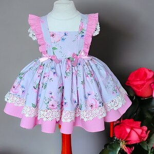 Tea party dress, Floral, puffy party dress for baby or toddler girl zdjęcie 3