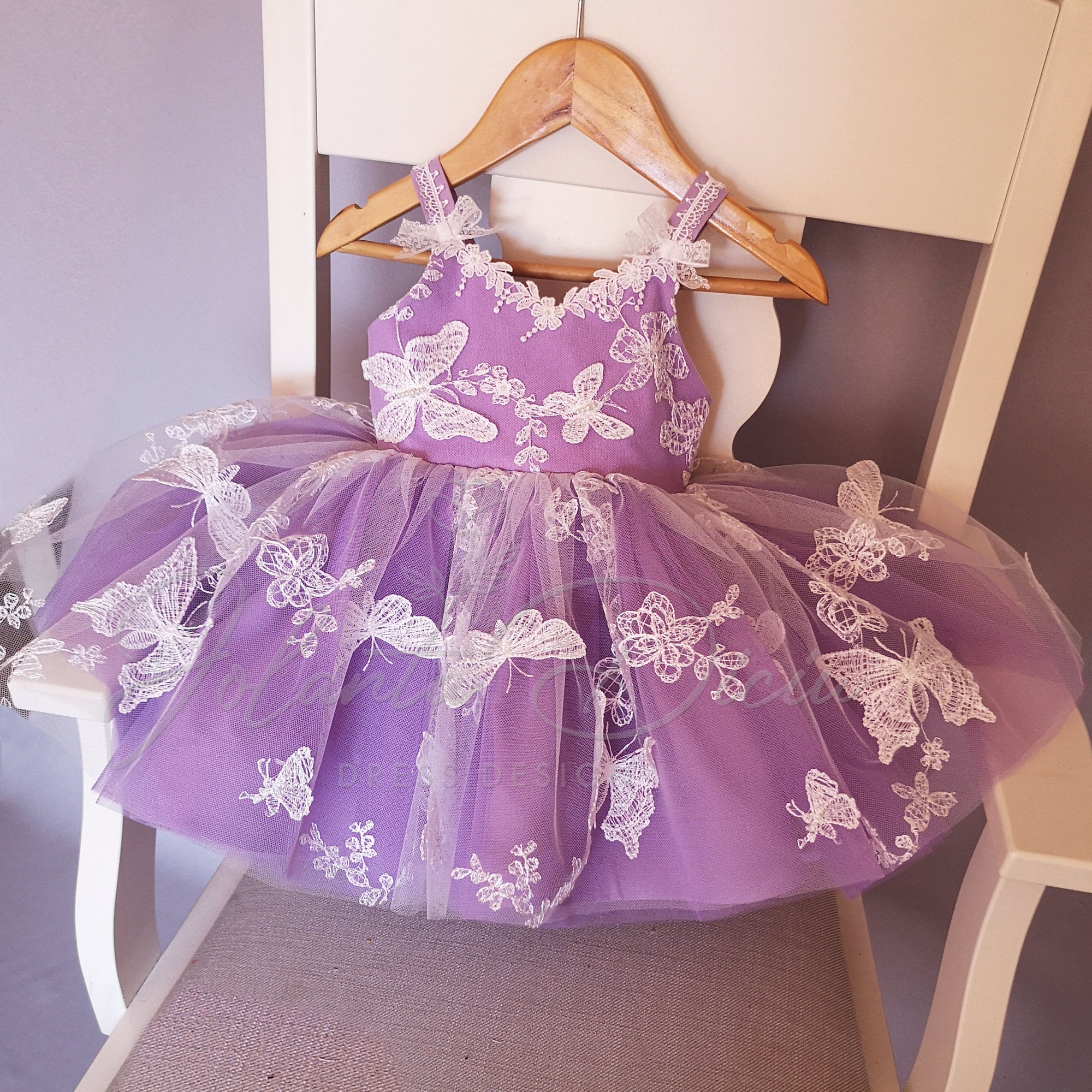 Purple Butterfly Dress Birthday Dress for Girl Purple Party Etsy