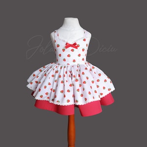 Dress with strawberries, Baby birthday dress, Toddler dress, Strawberry dress for girl, Strawberry festival dress, Strawberry dress set