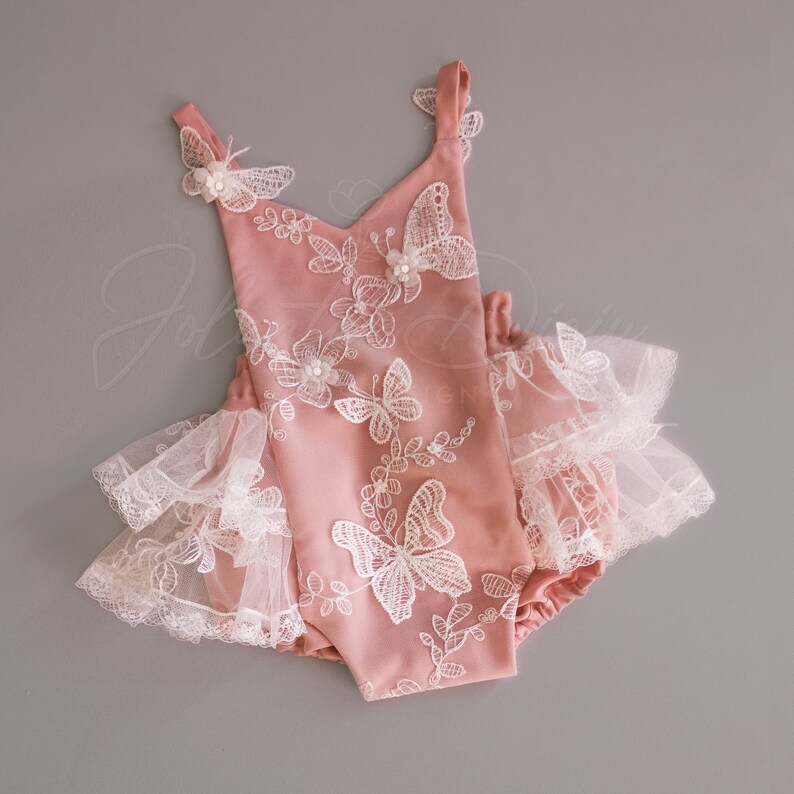 Romper With Butterflies. First Birthday Romper for Baby Girl. Etsy