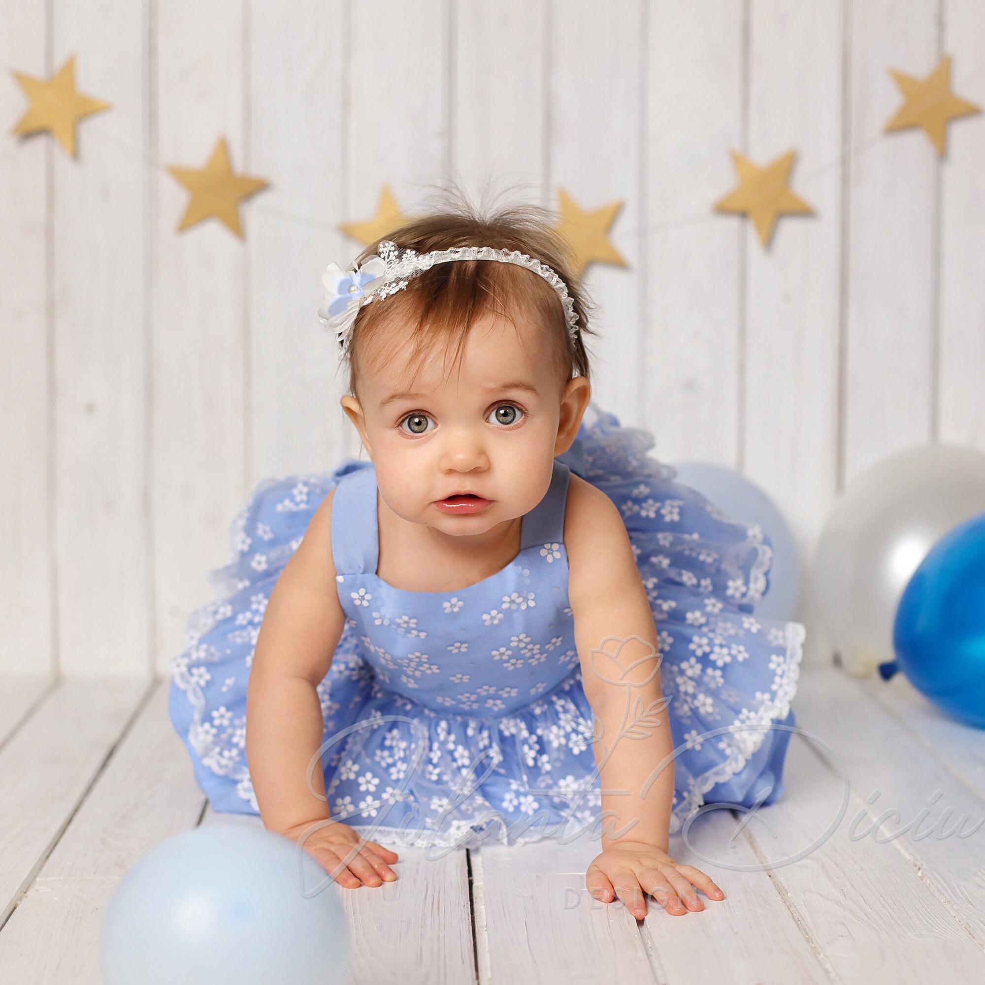 Blue romper First birthday blue dress Sky blue romper dress Blue cake smash romper for baby girl on sale 12 18 months