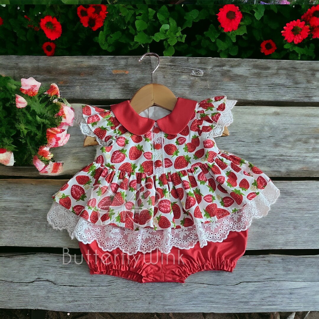 Baby Strawberry Dress, Strawberry Dress for Girl, Peter Pan Collar Baby — free download