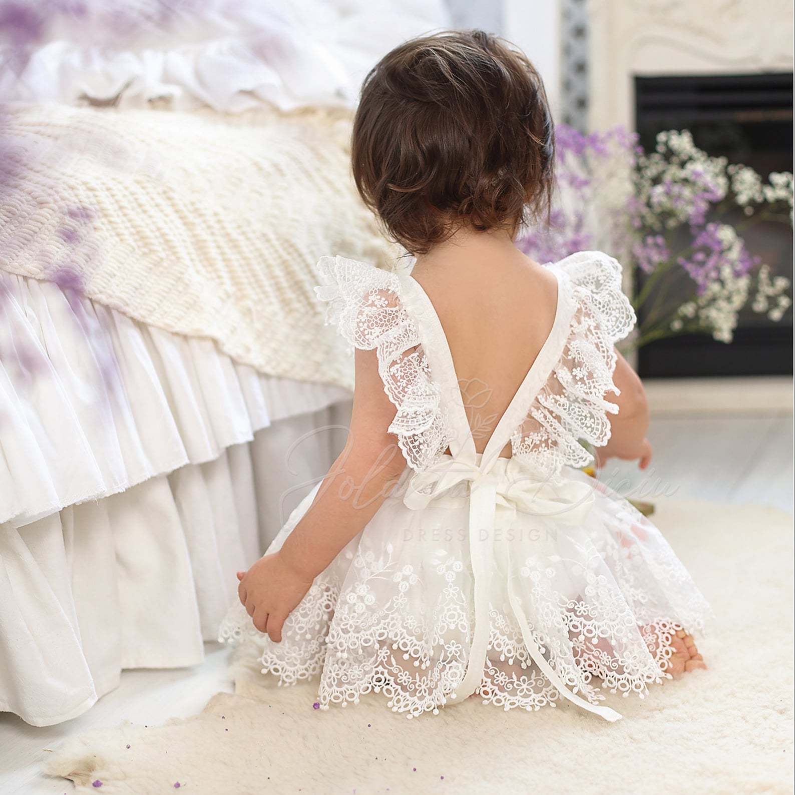 Linen and Lace Romper for Baby Girl Ivory Lace Romper First Etsy