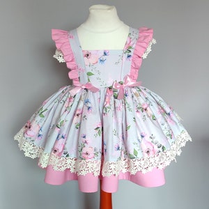 Tea party dress, Floral, puffy party dress for baby or toddler girl zdjęcie 6