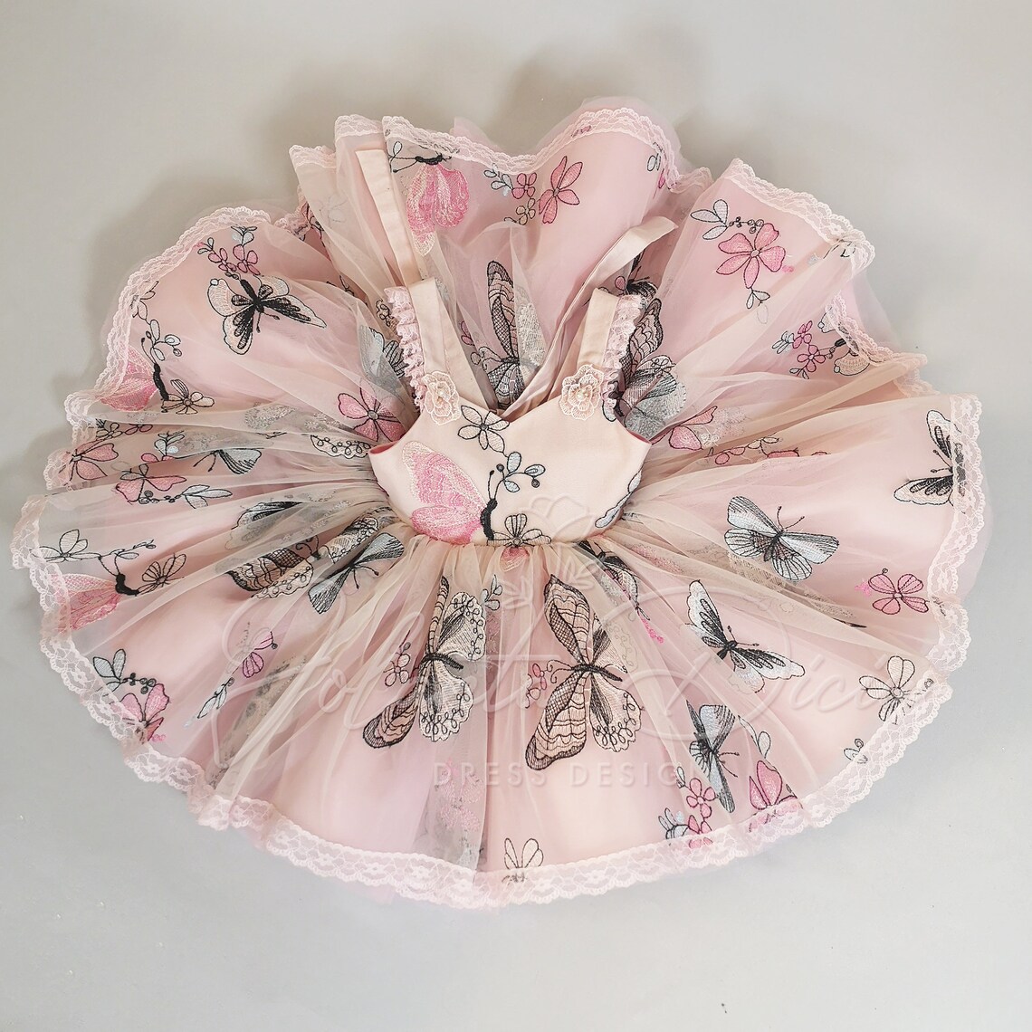 Powder Pink Butterfly Dress Birthday Butterfly Dress for Etsy