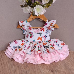 Butterfly outfit for baby girl, Birthday butterfly dress, Baby or toddler party dress, Puffy dress with butterflies 12 months