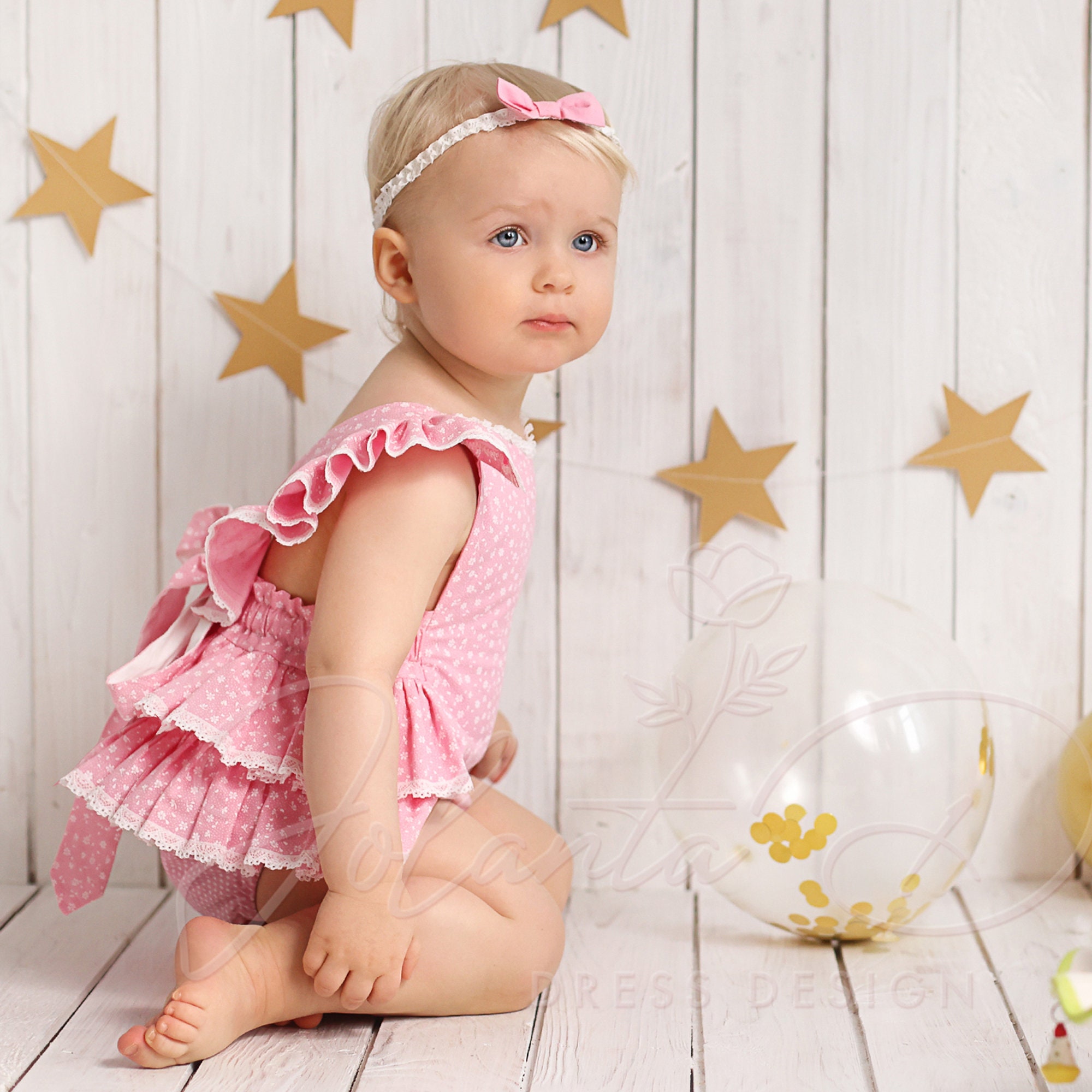 Baby Pink Romper for Girl First Birthday Outfit Pink Cake Etsy