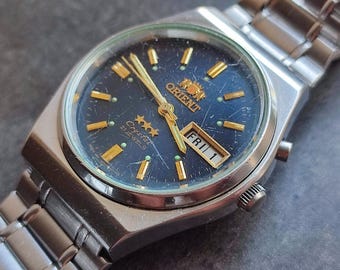 1980's ORIENT 3 Star Crystal Men's Watch Vintage Japanese
