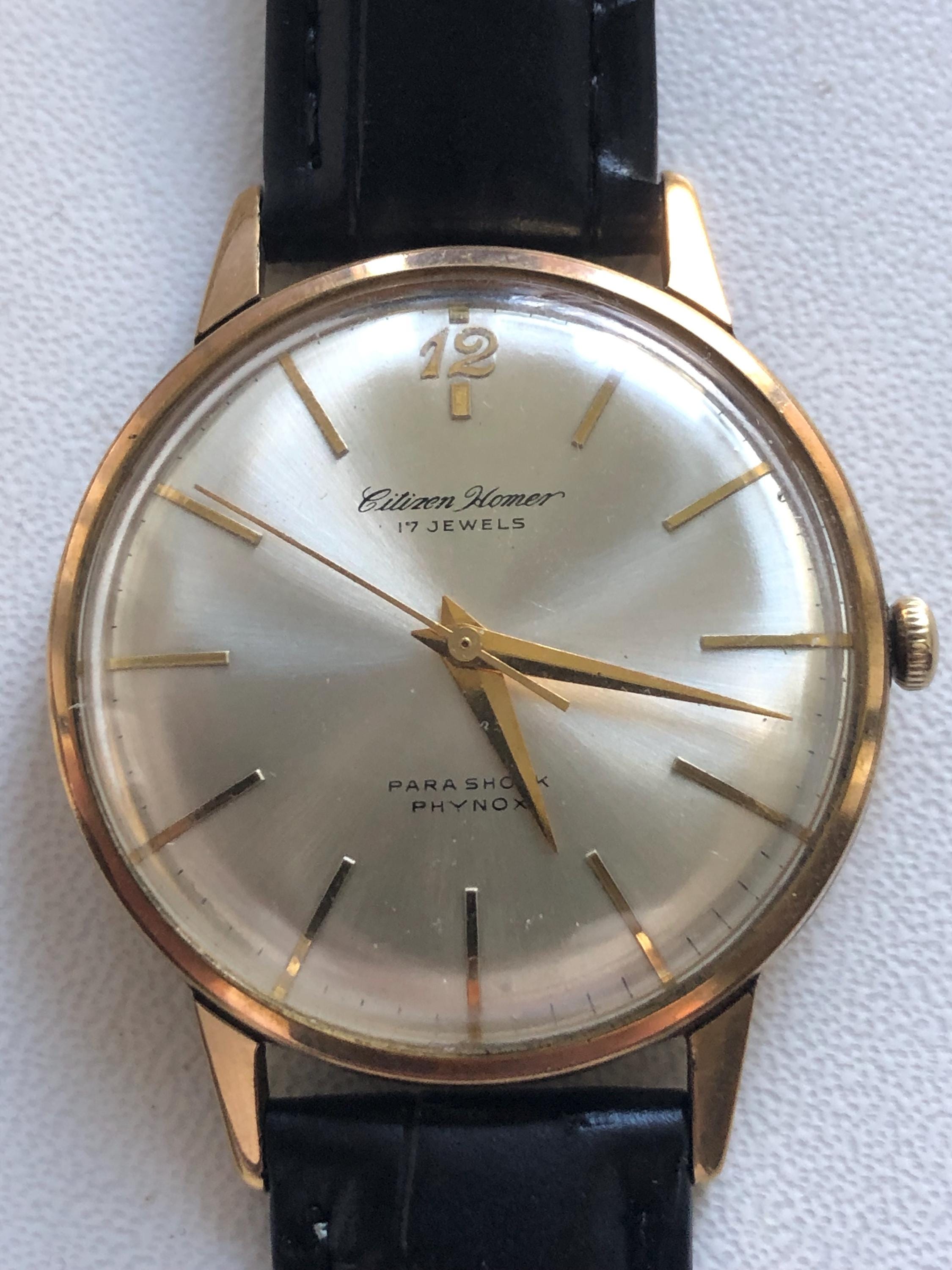 1960s Citizen Homer 17 Jewels Parashock Phynox Watch Serviced 