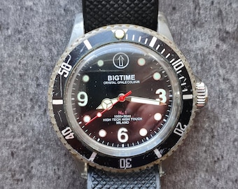 Vintage Diver Quartz Watch BIGTIME Water Resistant 30 Meters MILANO