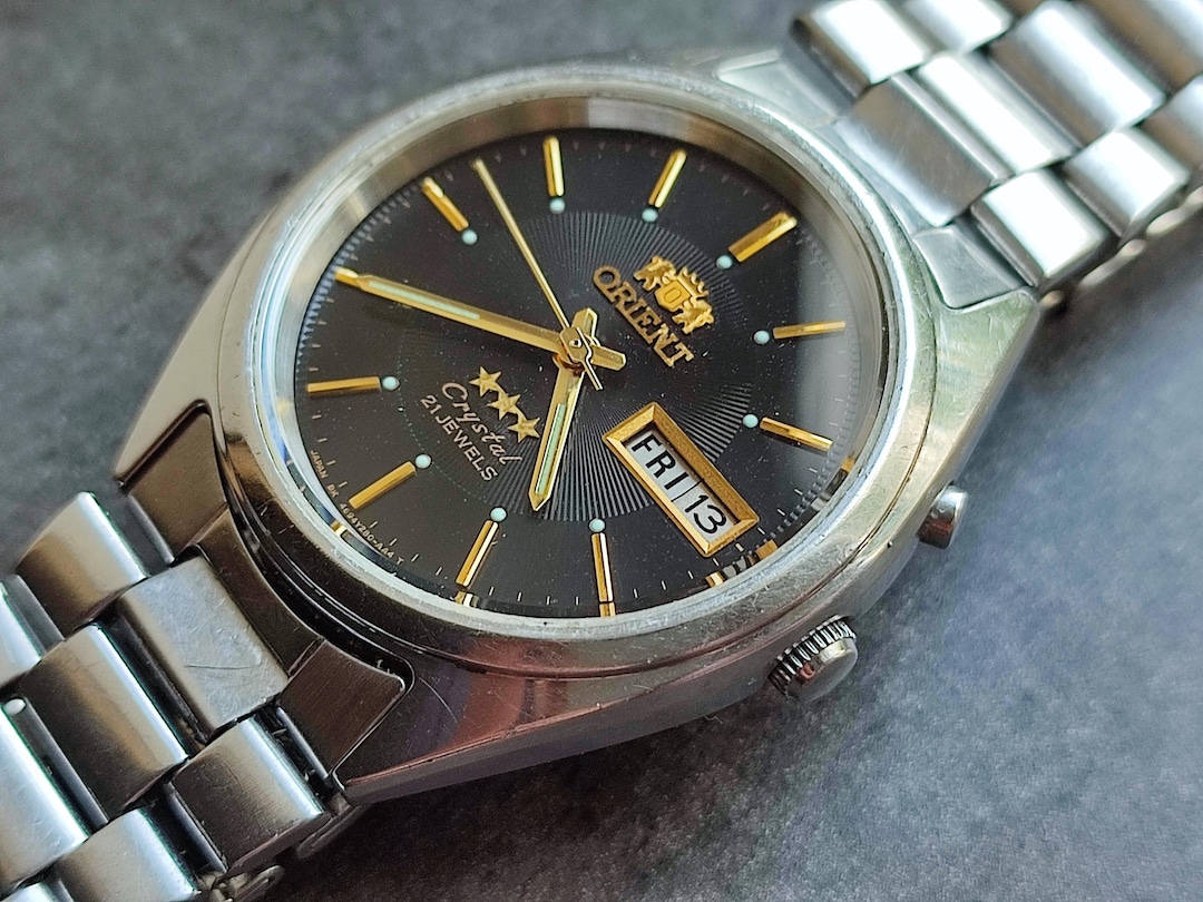 1980's ORIENT 3 Star CRYSTAL Men's Watch Vintage Japanese