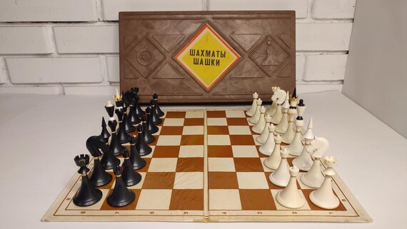 Olympic Soviet Chess Set With Checkers Russian Vintage USSR
