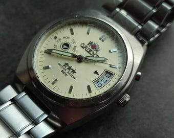 ビンテージ オリエント 3スター 自動巻き腕時計、希少な日本製 EM5L-C0
