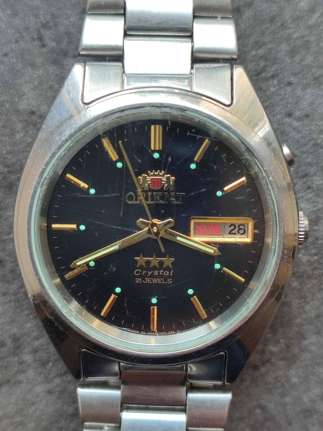 1980's ORIENT 3 Star CRYSTAL Men's Watch Vintage Japanese