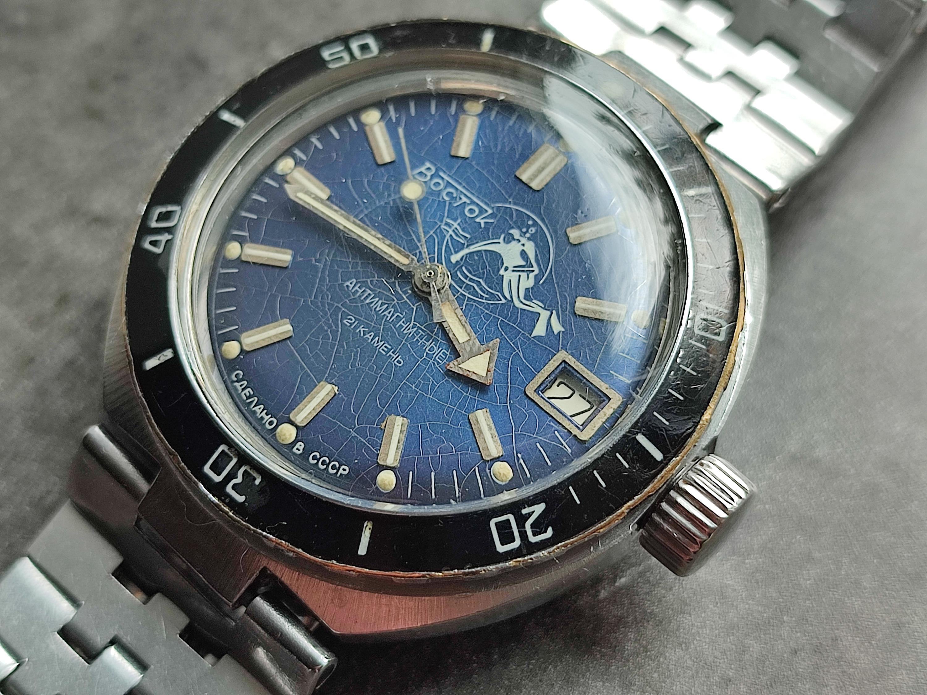 Rarest Soviet Mechanical Automatic Watch Vostok Wostok DIVER Antimagnetic  Wristwatch AMPHIBIAN Serviced