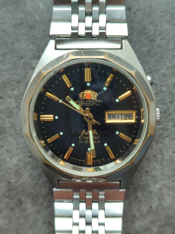 1980's ORIENT 3 Star CRYSTAL Men's Watch Vintage Japanese
