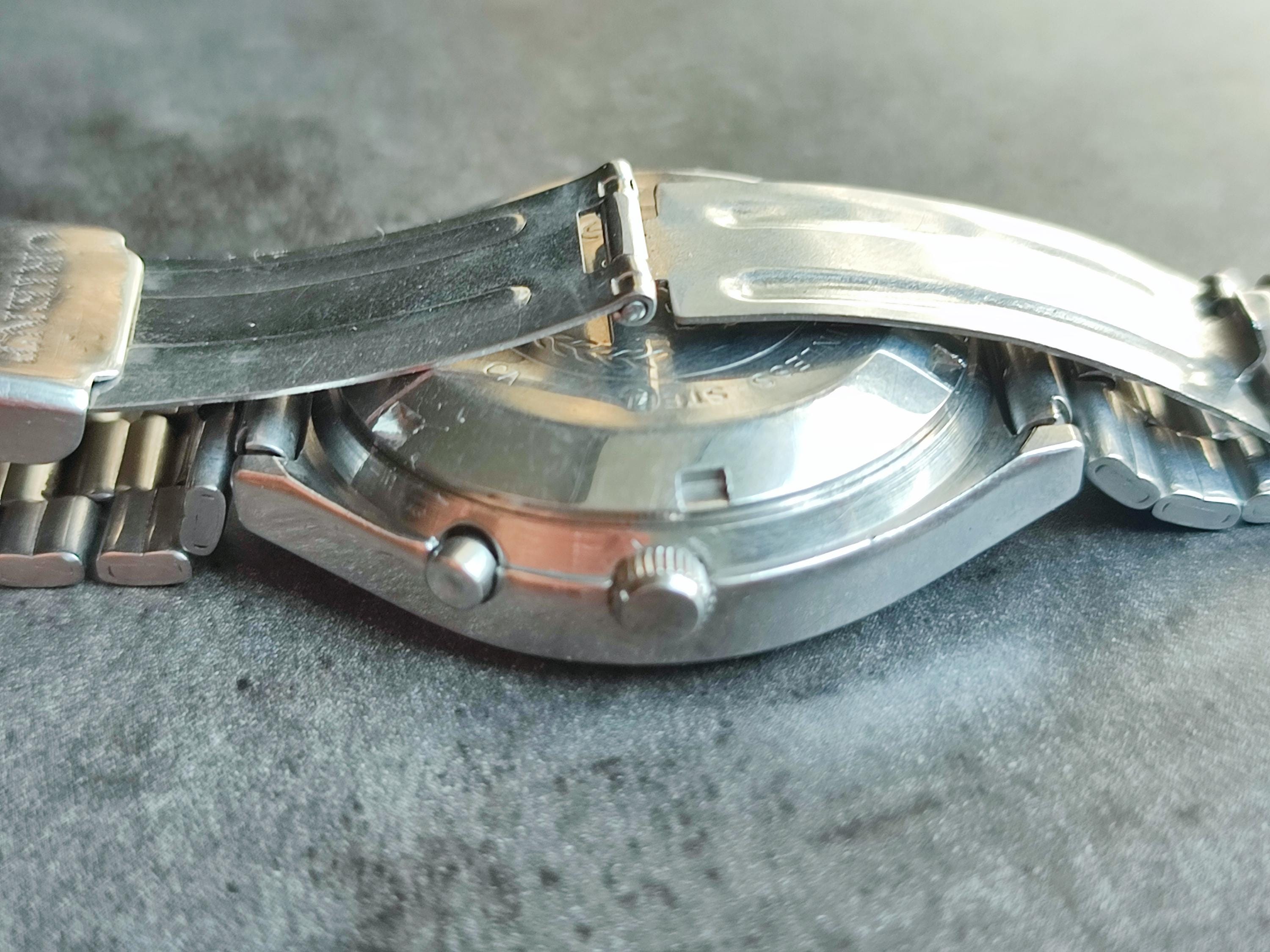 1980's ORIENT Crystal 3 Star BLACK Men's Watch Vintage Japanese