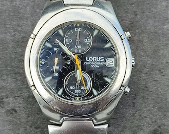 ラテ LORUS V657-X044 Men's Quartz Watch Original Lorus Data Stopwatch