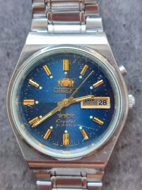 1980年代のオリエント 3スタークリスタル メンズ腕時計 ヴィンテージ