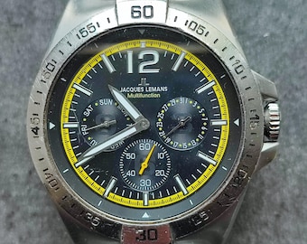 Vintage men's Austria made quartz Watch Chronograph JACQUES LEMANS wrist watch Japan Mov't