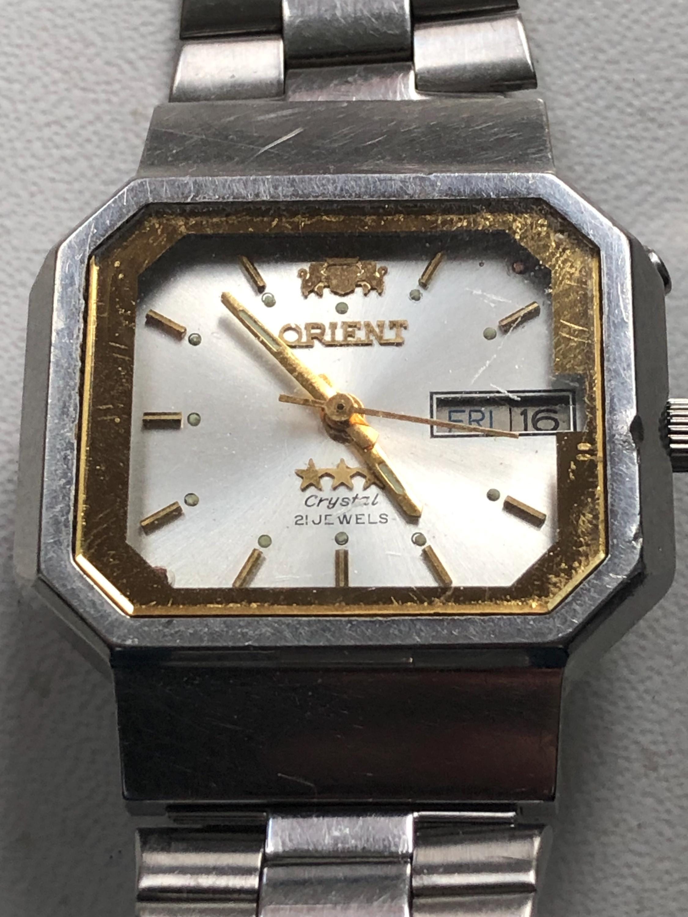 1970's ORIENT 3 Star CRYSTAL Men's Watch Vintage Mechanical