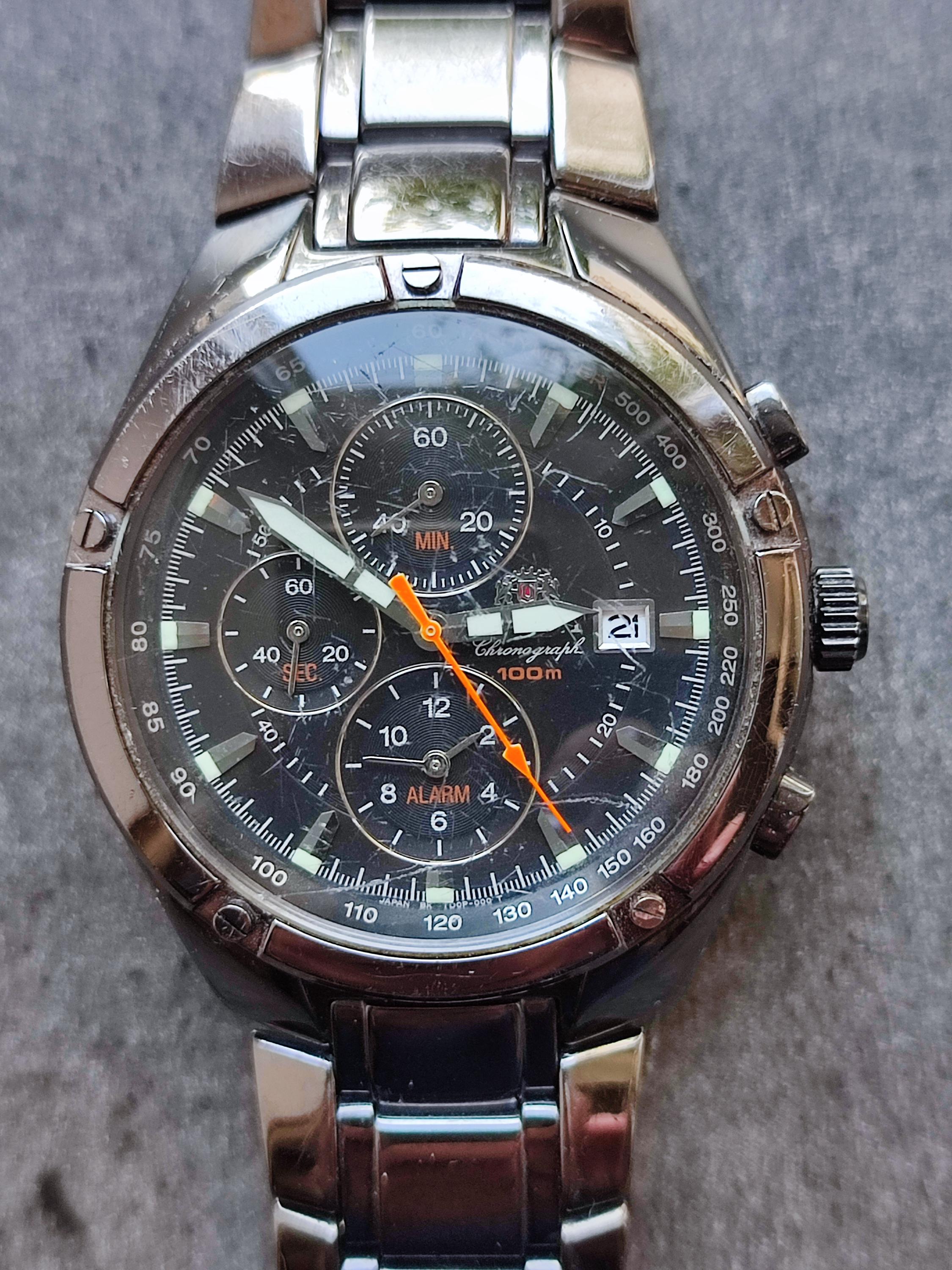 Rare Men's Quartz Watch ORIENT TD0P-D0 Divers 100m Day Date Alarm