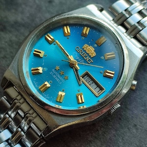 1980's ORIENT BLUE-6G 3 Star AAA Men's Watch Vintage Japanese