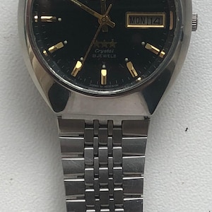 1980&#39;s ORIENT OS469C619E Glass Crystal Men&#39;s Watch Vintage Japanese Mechanical Automatic wrist watch SERVICED