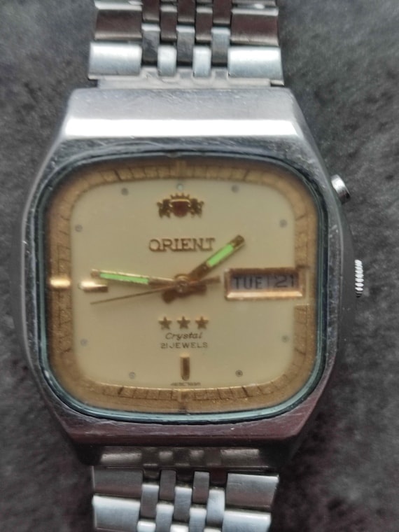 70s デッドストック ORIENT Minimatic 純正ブレス 腕時計 1970's ORIENT 3 Star Crystal Men's Watch Vintage Japanese