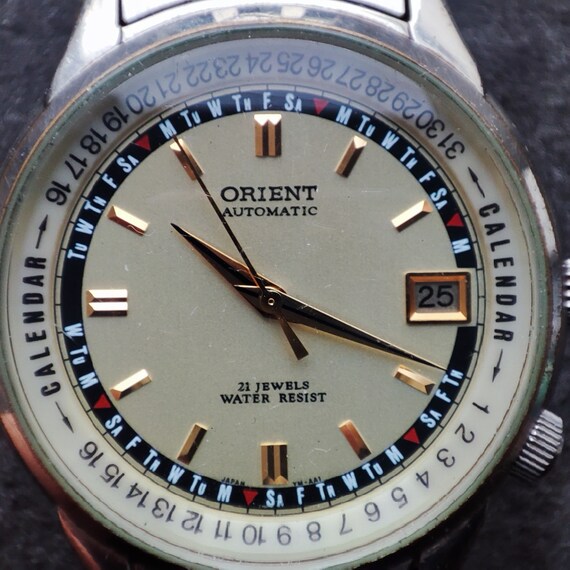 Rare ORIENT 487WA5-90 Multi-Calendar Men's Watch … - image 9
