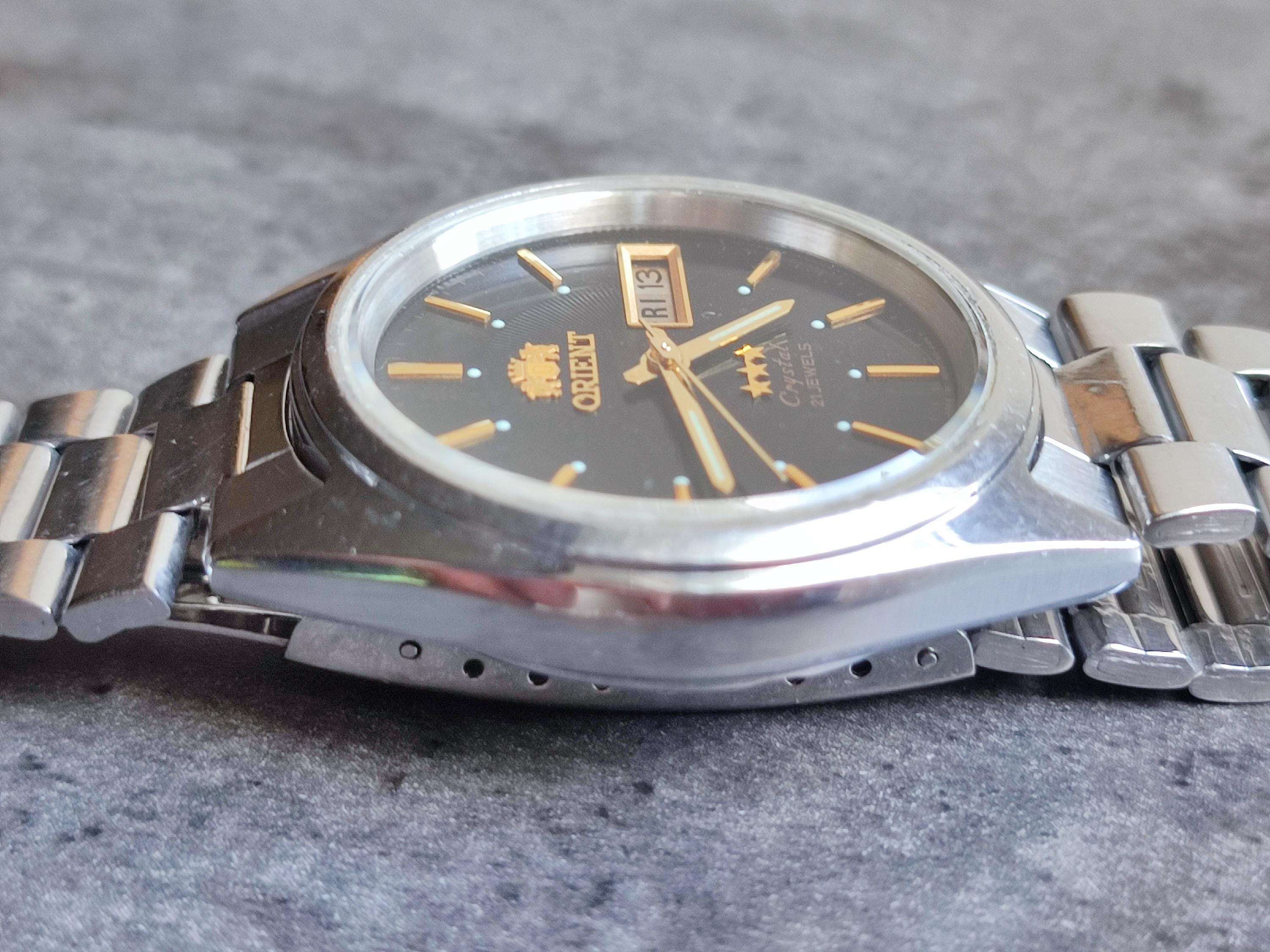 1980's ORIENT 3 Star CRYSTAL Men's Watch Vintage Japanese