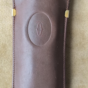 Luxury CARTIER Glasses Case Vintage Authentic Eyeglasses Case Bordeaux Leather