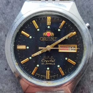 1980&#39;s ORIENT 3 Star BLACK-1G Men&#39;s Watch Vintage Japanese Mechanical Automatic wrist watch SERVICED