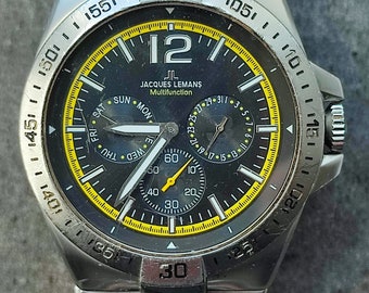 Vintage men's Austria made quartz Watch Chronometer JACQUES LEMANS wrist watch Japan Mov't