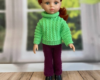 Knitted clothing outfit for Paola Reina doll