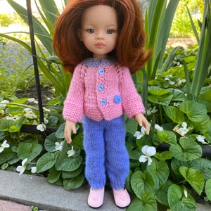 Clothes set for Paola Rena doll Pants and cardigan for doll Knitted clothes for Paola Reina