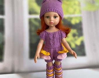 Knitted doll outfit in bunny style for Paola Reina